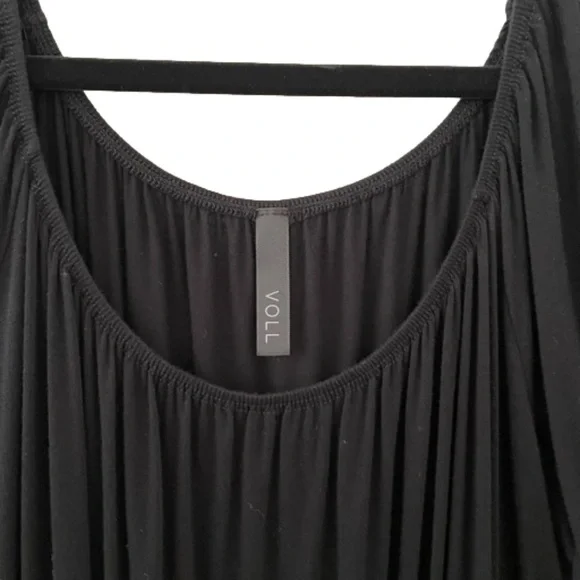 Voll Gypsy Boho Black White Bell Sleeve Dress Size 3X Rounded Neckline - Picture 2 of 7